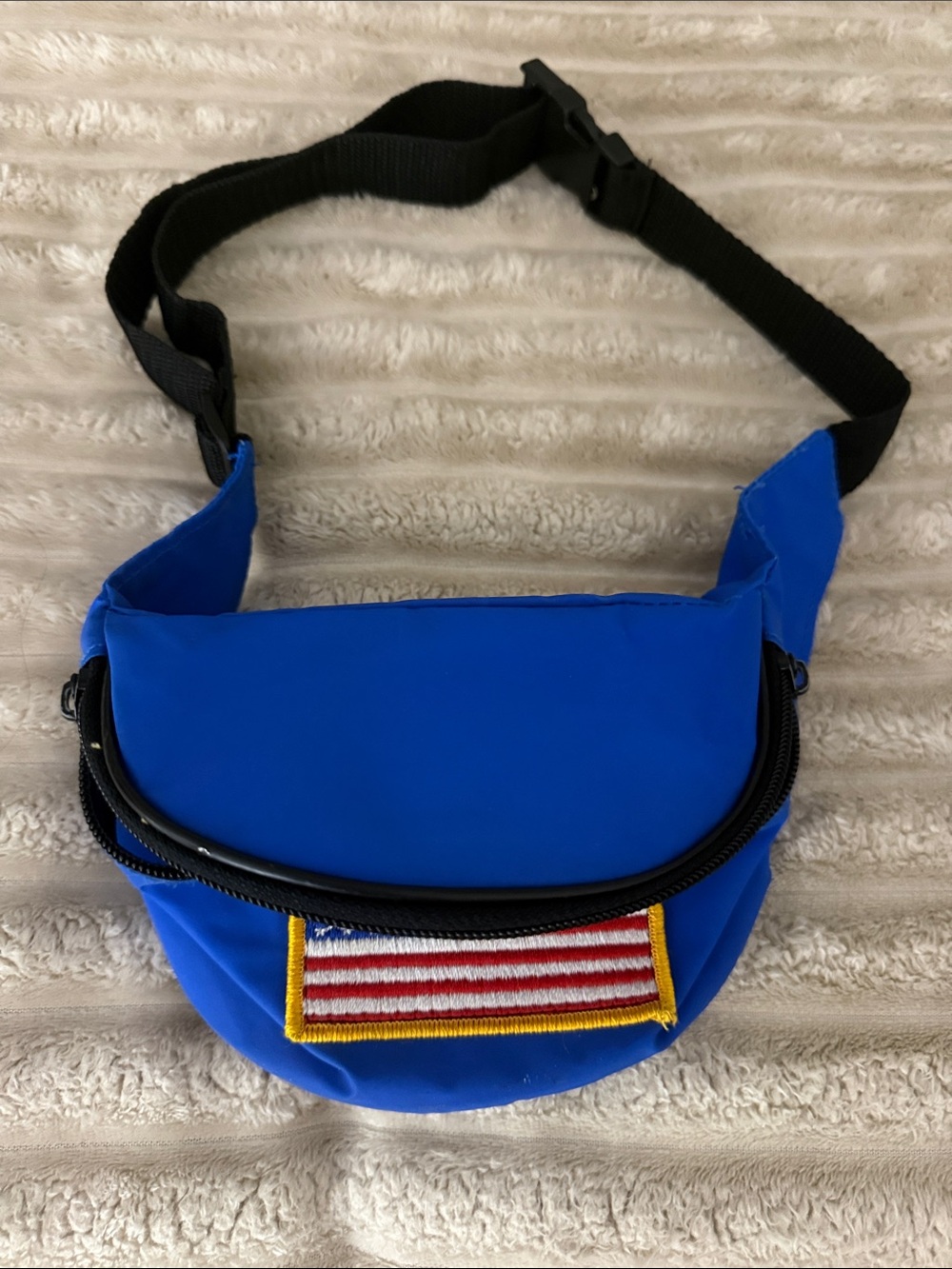 Blue Men's Waist Bag with American Flag Patch